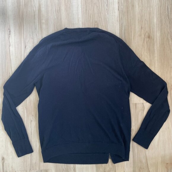 jcrew 100% merino wool zipper sweater mens XL navy blue crewneck - Picture 9 of 9